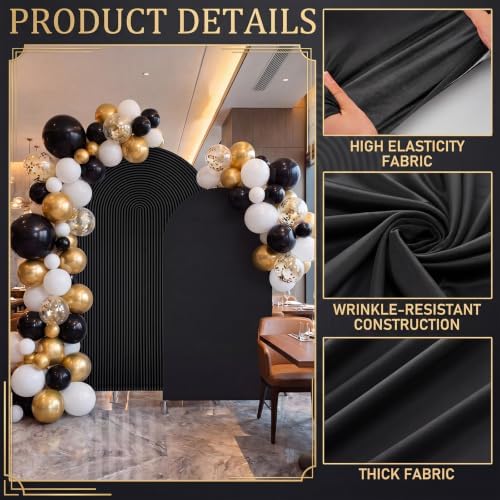 2 Set Wedding Arch Cover Black Ripple & Solid Stretchy Backdrop Cover - Image 3