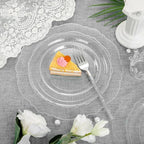 Liacere 150PCS Clear Silver Plastic Plates & Disposable Silver Plastic Silverware with Glitter Bamboo Handle Cutlery-Baroque Clear Disposable Plates for Wedding & Party & Summer - Image 3