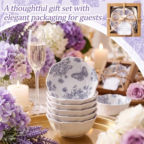 Teenyyou 50 Pack Wedding Favors Small Ceramic Bowls Purple Floral - Image 4