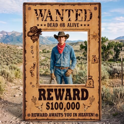 Funrous 5.4 ft Western Wanted Photo Booth Stand up - Image 6