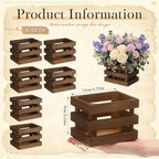 6 Pcs Wooden Vase for Centerpieces Vintage Wood Storage Crates Boxes Design Farmhouse Decorative Wedding Flower Baskets Table Centerpieces Woodland Party for Baby Shower Art Craft (Retro) - Image 2