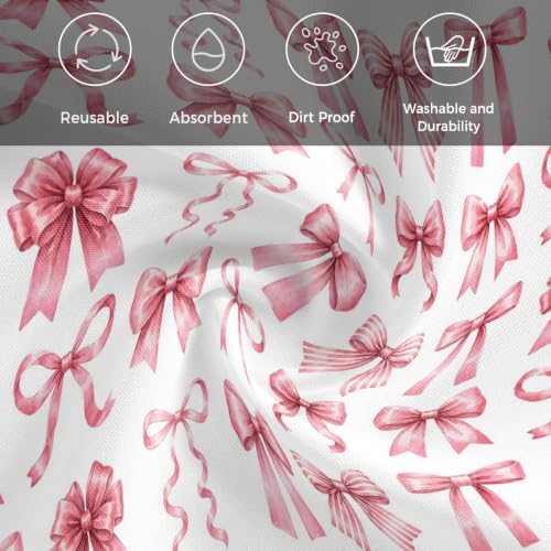 Pink Ribbon Bow Cloth Napkins Set of 8, Fantasy Sweet Bows Abstract Modern Art Washable Reusable Dinner Cocktail Napkin for Kitchen Party Wedding Banquet Holiday Baby Shower Table Decor - Image 6