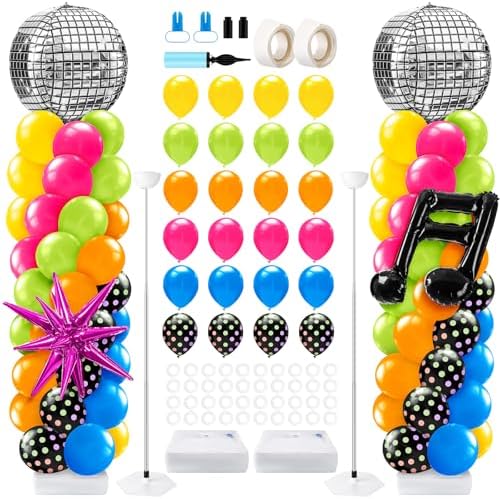 Kasyat 2 Sets 90s 80s Disco Balloon Column Stand Kit by Kasyat