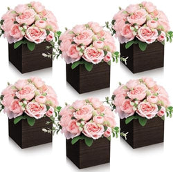 6 Sets Artificial Peonies Flower Table Centerpieces, Light Pink by Wavyknot