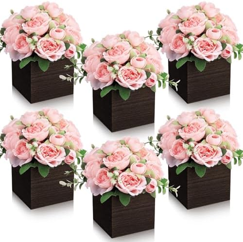 6 Sets Artificial Peonies Flower Table Centerpieces, Light Pink by Wavyknot