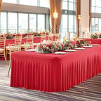 PARTISKY Red Spandex Tablecloth for 8ft Rectangle Tables, Stretchable Table Cover Skirt for Folding Tables Weddings Parties Banquets Events Trade Shows and Dessert Table - Image 6