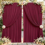 16ftx10ft Wrinkle Free Burgundy Backdrop Curtain - 10 Feet Photography Backdrop Drapes, Silky Polyester Back Drop Cloth for Wedding Baby Shower Balloon Arch Background by Unknown
