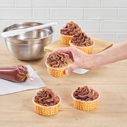 Restaurantware 5 oz Orange Polka Dot Pleated Paper Baking Cups, 200 Count - Image 5