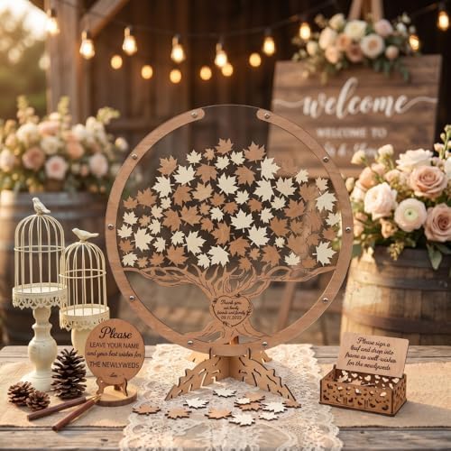 Personalized Fall Maple Tree Drop Box Wedding Guest Book Alternative - Image 3