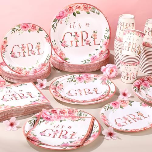 Funnymoom 250 Pcs It's a Girl Baby Shower Decoration for Girl Serves 50 - Image 6
