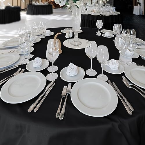 Fitable 6 Pack Black Round Tablecloths 120 Inch for 48"-96" Tables - Image 2