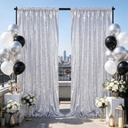 Silver Glitter Sequin Backdrop Curtains 6ftx8ft Photo Drapes - Image 2