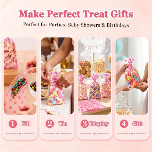 84 Pcs Pink Party Kit, 60 Treat Bags w/Ties,12 Mini Candy Scoops & 12 Tongs - Image 6