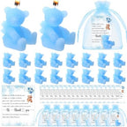 Poen 50 Sets Bear Candles Gender Reveal Cute Candle 50 Bear Thank You Card and Gift Bags Girl Boy Baby Shower Return Gifts for Guest(Blue) by Poen