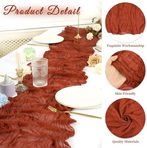 20 Pack Cheesecloth Table Runner 17 x 108 Inch, Terracotta - Image 3