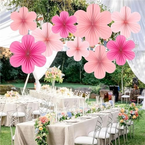 9pcs Paper Fan Flower Set for Wedding Birthday Party Decor - Image 5