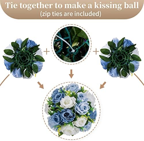 Sziqiqi Artificial Silk Flower Ball, Wedding Centerpiece, Dusty Blue, 10Pcs - Image 7