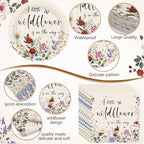 452 Pcs Wildflower Baby Shower Party Supplies for 50 Guest, Vintage a Little Wildflower Is on the Way Paper Plates Napkins Cups Tablecloth Cutlery Straws for Spring Summer Baby Shower Party Decoration - Image 3