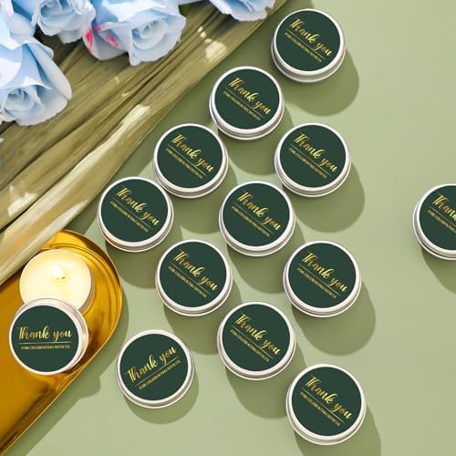 MTLEE 50 Pcs Emerald Green Thank You Candles Baby Shower Wedding Favors - Image 2