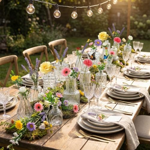 36 Pcs Artificial Flowers Table Centerpiece, Fresh Color, Clear - Image 4