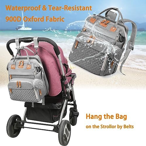 Astro alan Baby Diaper Bag with Changing Station, Waterproof Diaper Bag Backpack for Moms Dads with USB Charging Port, Baby Shower Gifts, Baby essentials,Grey - Image 4