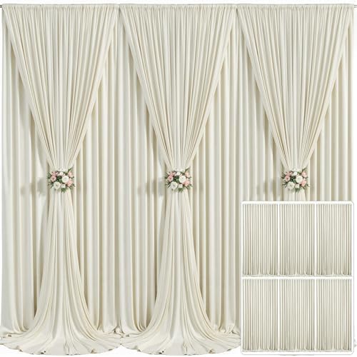 6 Panels Beige Backdrop Curtain for Wedding Parties Wrinkle Free Beige Photo Curtains Backdrop Drapes Fabric Decoration for Baby Shower Photoshoot 30ft(W) x 10ft(H) by Tao-GePartyDecorations