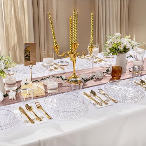 DaYammi 175PCS Clear Gold Plastic Dinnerware Set for 25 Guests - Image 5