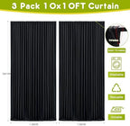 Wokceer Black Backdrop Curtain for Parties Backdrop Drapes, 3Pack 10x10FT - Image 2