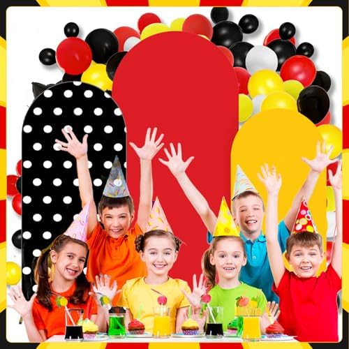 3 Pcs Cartoon Mouse Arch Backdrop Cover Red Yellow Black Dot Background - Image 7