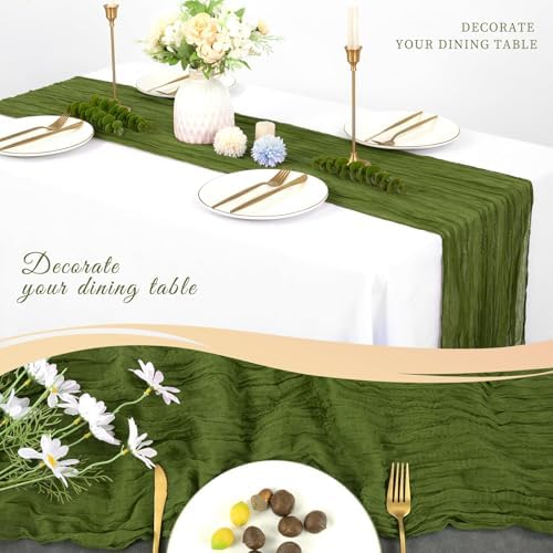 20 Pack Cheesecloth Table Runner 17 x 108 Inch, Olive Green - Image 5
