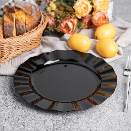 72 Pack Black Plastic Plates, 10" Disposable Wave Edge Dinner Plates - Image 3