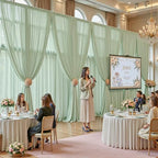 30ft×10ft Wrinkle Free Sage Green Backdrop Curtain Drapes, 6 Panels 5ftx10ft Sheer Tulle Chiffon Backdrop Panels Curtains for Wedding Baby Shower Birthday Party Stage Photo Home Decorations - Image 6