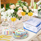 Kochorie 400 Pieces Happy Birthday Party Decorations Including Disposable Paper Plates Cups Napkins Tableware Sets Serves 50 for Birthday Party Supplies - Image 5