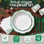 350 Pcs Green Rim Paper Plates and Napkins Party Supplies - Image 3