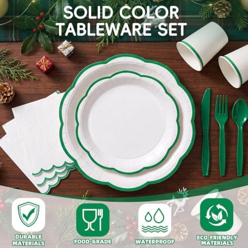 350 Pcs Green Rim Paper Plates and Napkins Party Supplies - Image 3
