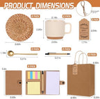 6 Sets Kraft Baby Shower Game Prizes, Baby Shower Guest Gifts, Ceramic Mugs with Metal Spoons, Woven Coasters, Notebooks with Pens, Thank You Tags, Wedding Bridal Shower Favors for Guests (brown) - Image 2