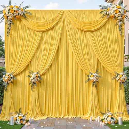 40ftx10ft Wrinkle Free Yellow Backdrop Curtain - 10 Feet Photography Backdrop Drapes, Silky Polyester Back Drop Cloth for Wedding Baby Shower Balloon Arch Background by Unknown