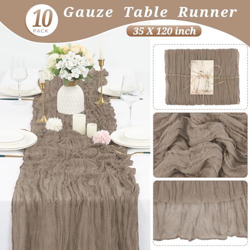 10 Pack Cheesecloth Table Runner 35 x 120 Inch, Nude - Image 2