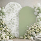 Tegeme 2 Set Sage Green Floral Arch Cover 7.2ft 6.6ft Stretchy Backdrop - Image 3