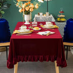 GLORY SEASON Velvet Tablecloth Luxurious Solid Rectangle Table Cloth,Oblong Retro Farmhouse Ruffle Tablecloths Washable Table Cover for Party Wedding Baby Shower Kitchen Dinning Tabletop Decoration - Image 4