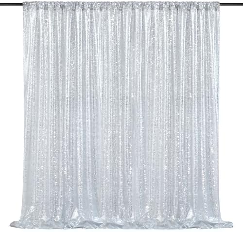 Silver Sequin Backdrop Sequin Wedding Photo Curtains 10ft x 10ft by QueenDream