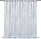 Silver Sequin Backdrop 7ft x 7ft Glitter Photo Booth Backdrop Curtains by QueenDream