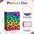 Tenceur 80 Pcs Neon Rainbow Leopard Paper Treat Bags Bulk with Handles 10.63 x 4.72 x 7.87 Inch Leopard Gift Goodie Cheetah Themed Birthday Party Favors for Bridal Shower Christmas Decorations - Image 2