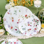 LIYH 32Pcs Pink Floral Heavy Duty Plastic Plates Set for Wedding Party - Image 6