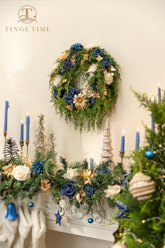 TINGE TIME Navy Blue Artificial Flowers Combo, Rose Dahlia Wedding Decor - Image 6