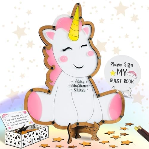 Unicorn Baby Shower Guest Book Alternative - Wooden Frame Drop Box by Handmade
