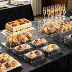 Extra Large 15.5 Inch Acrylic Buffet Risers Stands, 5 PCS Clear Food Risers for Buffet Table, Tiered Rectangle Dessert Table Display Set, Party Food Display for Catering Supplies - Image 3