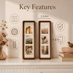 Photo Booth Frame Photo Strip Frame, 2 Pack Wooden Vertical Frames 11.81×3.94 Inches with Kickstand for Wedding Anniversary Couple Birthday Graduation Tabletop Display Gift - Image 2