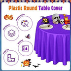 Buryeah 24 Pcs Black, Purple, Orange Round Plastic Tablecloths 84 Inch - Image 3