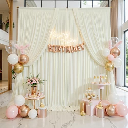 40FTx14FT Ivory Backdrop Curtains for Weddings, Birthdays and Photography - Image 2